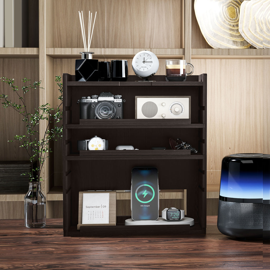 Four-Tier PC Desk Organiser - Dark Brown by HOMCOM-7