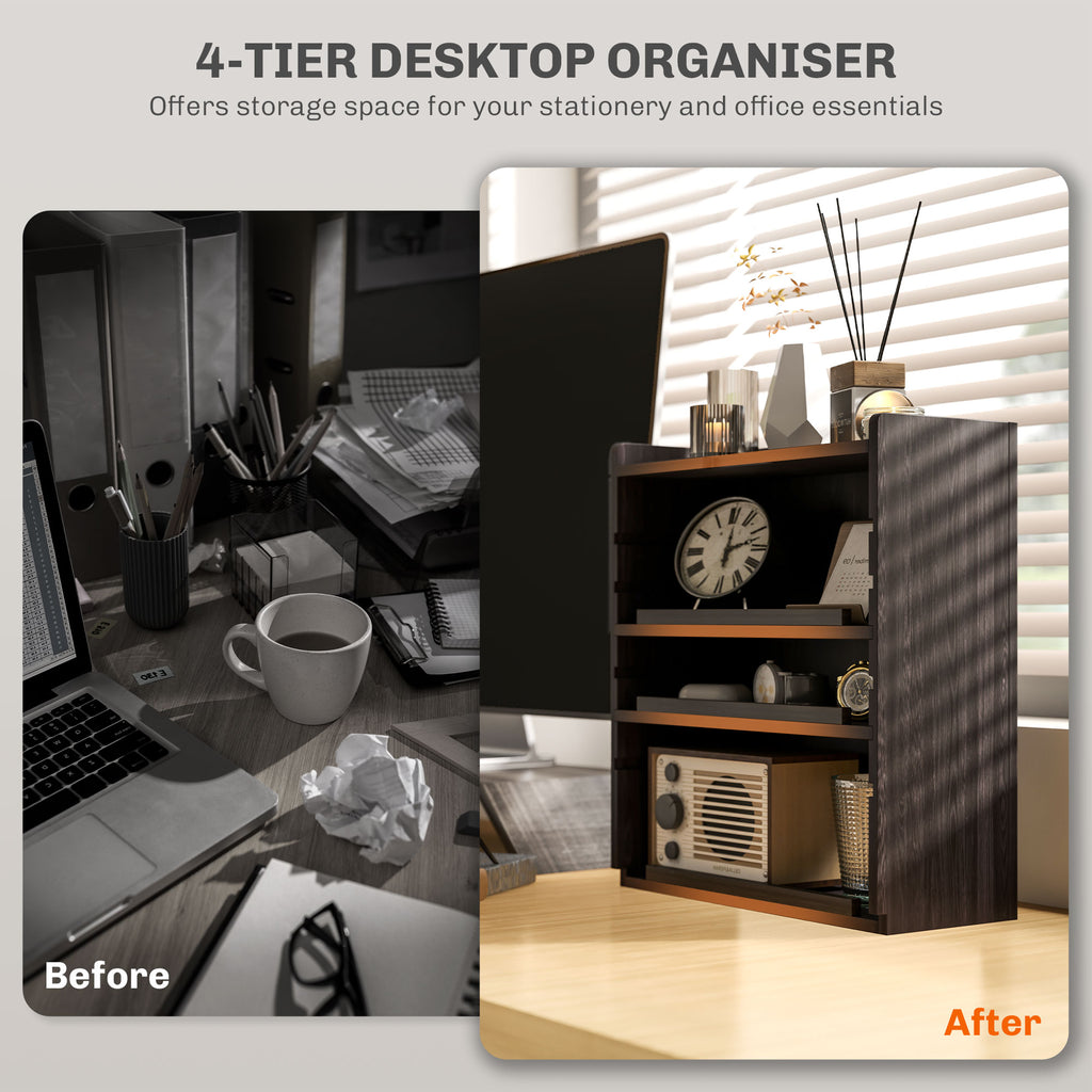 Four-Tier PC Desk Organiser - Dark Brown by HOMCOM-2