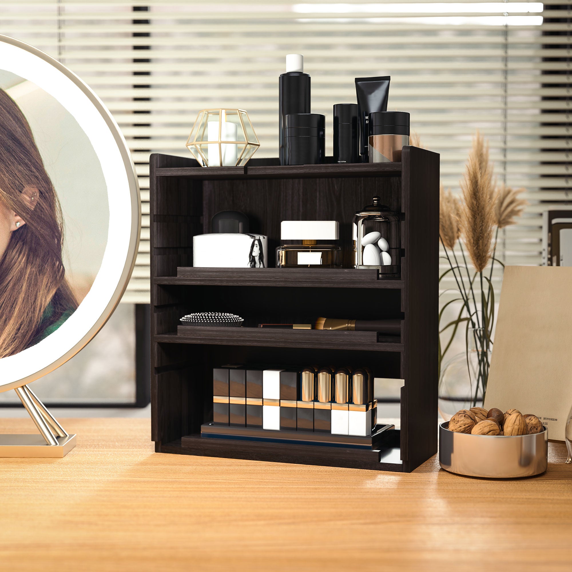 Four-Tier PC Desk Organiser - Dark Brown by HOMCOM-5