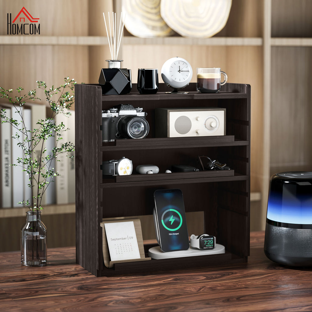 Four-Tier PC Desk Organiser - Dark Brown by HOMCOM-8